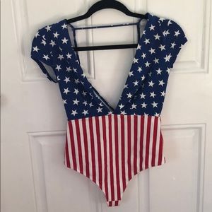 American flag bodysuit size S American apparel